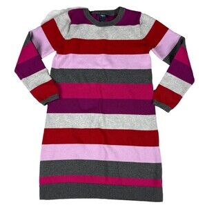 Gap Kids Striped Sweater Dress Large 10 12‎ Pink Purple Red Knit Long Sleeve